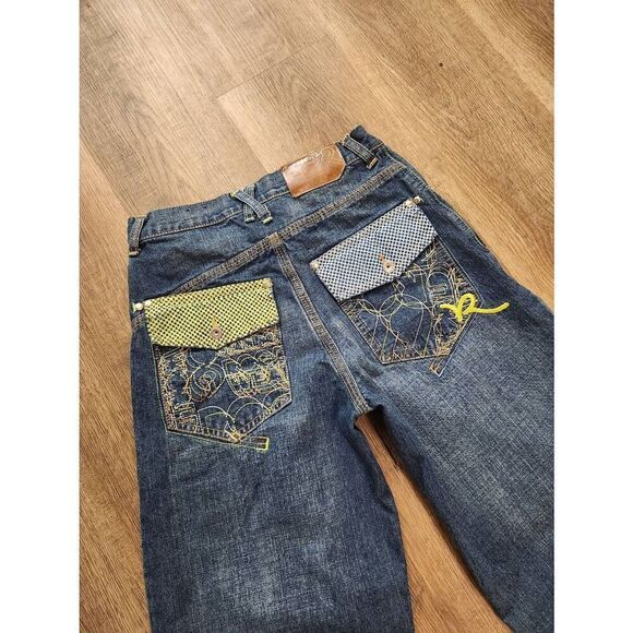 Rocawear wide-leg embroidered womens 14 (28x28) med wash Y2K embroidered - Picture 4 of 9